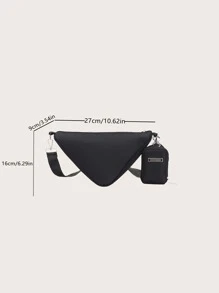 Túi Crossbody Nữ màu trơn Có thể điều chỉnh được Đúng mốt - màu đen - Xem 8