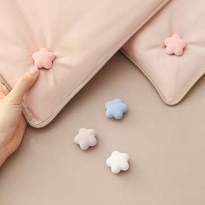 4入組星形隨機顏色床單固定夾可愛小型PVC家用床上用品固定器