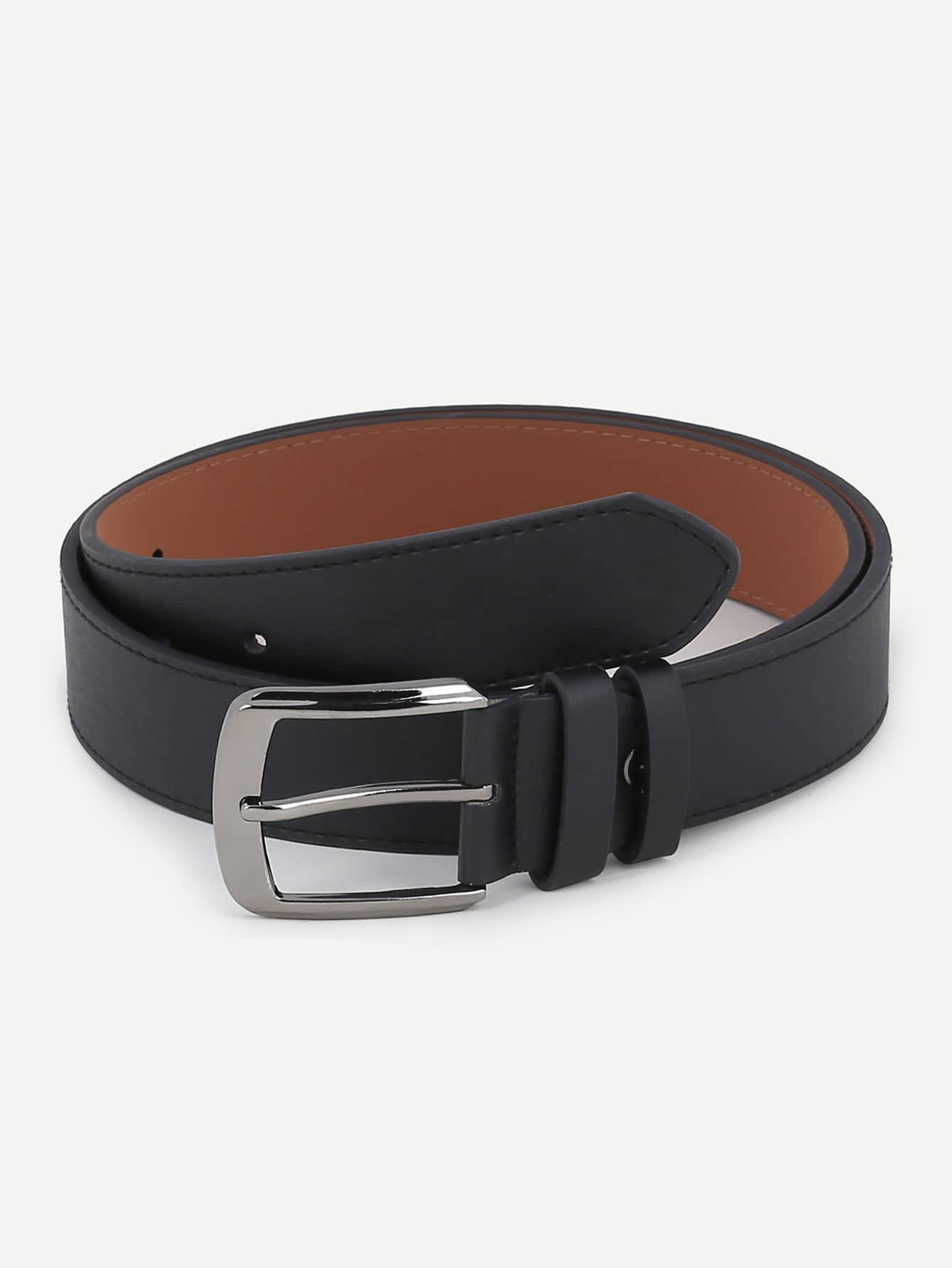 Men Plain Metal Buckle Belt Casual - Black - View 1