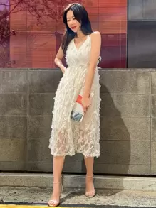 DAZY Ärmelloses, Schulterfreies Fell Cami Kleid Mit Riemen Auf Der Rückseite