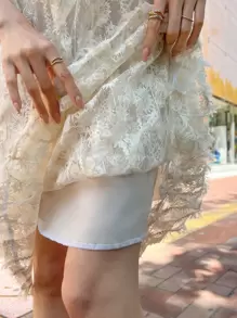 DAZY Ärmelloses, Schulterfreies Fell Cami Kleid Mit Riemen Auf Der Rückseite