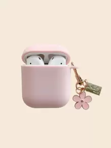 Pink Simple Flower Tpu Shockproof Case Cover For Earphones, Compatible With Apple Compatible With Airpods1/2 AirPods Pro - Pink - View 2