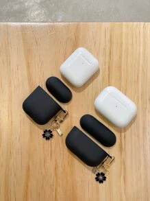 Minimalist Aluminum Alloy Flower Design Tpu Earphone Protective Case Compatible With Apple Airpods Compatible With Airpods1/2 AirPods Pro - Black - View 2