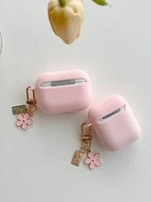 Pink Simple Flower Tpu Shockproof Case Cover For Earphones, Compatible With Apple Compatible With Airpods1/2 AirPods Pro - Pink - View 3