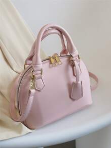 Túi đeo chéo Nữ màu trơn Có thể điều chỉnh được Đôi tay cầm Đúng mốt - Hồng - Xem 2