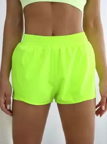 Powerista Neon Lime 2 In 1 Tulip Hem Athletic ShortsWomen Sweat Short, Gym Short, Biker Short - Lime Green - View 3