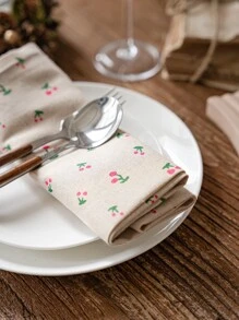 1pc Cherry Pattern Cloth Napkin - Multicolor - View 4