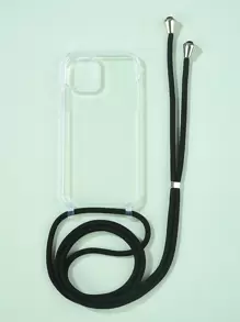 Clear Phone Case With Lanyard Compatible With IPhone 11,IPhone 13,IPhone 14 Pro Max - Black - View 1