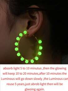Glow In The Dark Ball Decor Hoop Earrings - Multicolor - View 6