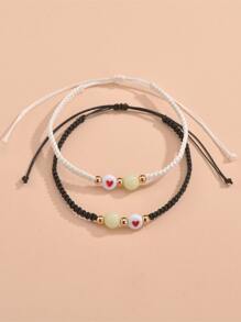 2 cái cặp đôi phát sáng trong vòng đeo tay trang trí hạt tối - Xem 3