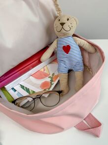 Letter Graphic Pom Decor Functional Backpack With Cartoon Bag Charm School Bag For Graduate, Teen Girls,College Students, University & High School, Perfect For Outdoors ,Travel & Back To School - Pink - View 5