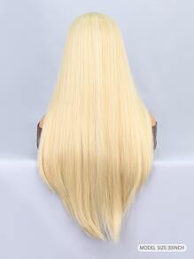 Synthetic Heat Resistant Wigs Gold Straight Hair Full Machine Made Daily Used For Women Cosplay Natural Looking Synthetic Soft Blonde Wig - Gold - View 5