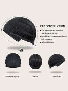 天然长直合成假发，带刘海 - 黑色 - 查看 6