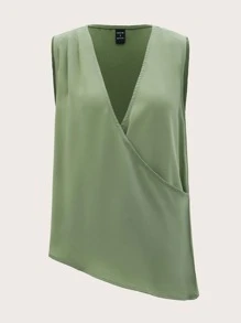 KES Top De Tirantes Con Cuello Cruzado Y Hombros Fruncidos - verde menta - Ver 1