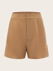 KES Pleated Detail Solid Shorts - Orange - View 1