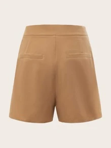 KES Pleated Detail Solid Shorts - Orange - View 2