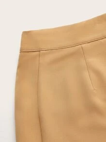 KES Pleated Detail Solid Shorts - Orange - View 4