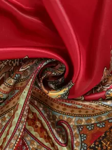 1pc Paisley Pattern Women Bandana Ladies Fashion Square Scarf 90*90cm - Red - View 5