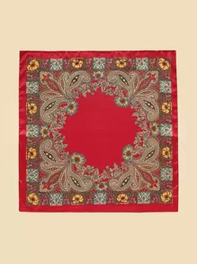 1pc Paisley Pattern Women Bandana Ladies Fashion Square Scarf 90*90cm - Red - View 3