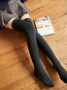 Thermal Lined Over The Knee Socks - Black - View 3