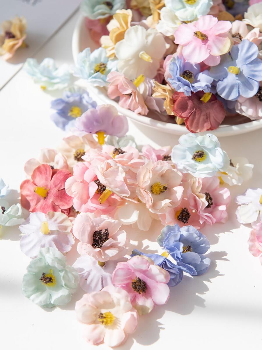 20/60/100PCS Mixed Color Artificial Cherry Blossom MINI Sunflower Daisy DIY Candy Box Wreath Material Wedding Decoration Flower Material Bride Wrist Holding Head Flower Home Decoration Valentine's Day New Year Decoration Birthday Party Decoration - Multicolor - View 1