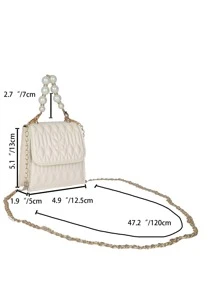 幾何和蝴蝶壓花人造珍珠裝飾鏈條翻蓋方包