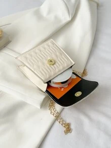 幾何和蝴蝶壓花人造珍珠裝飾鏈條翻蓋方包