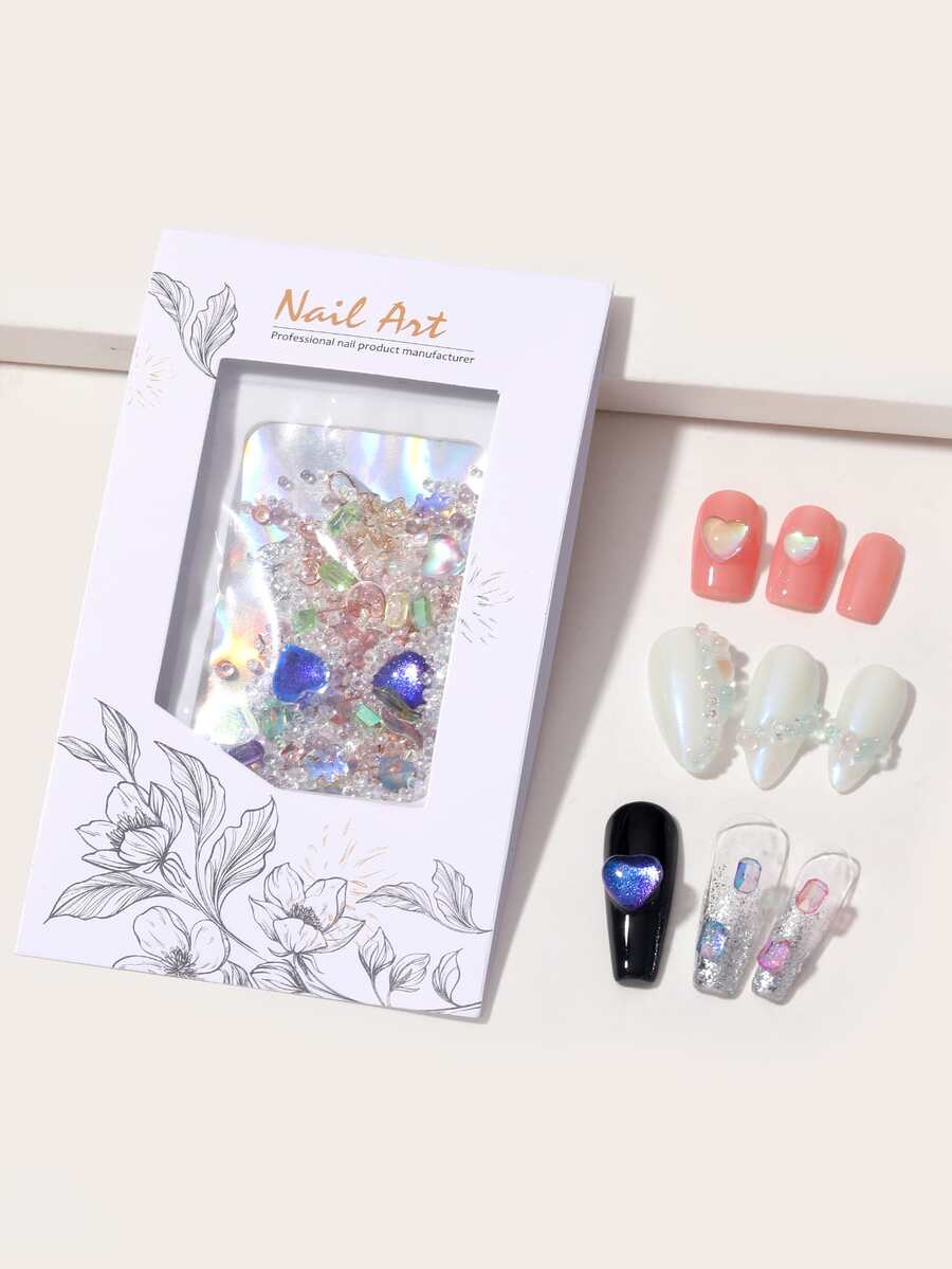 1 pieza Decoración de uñas tipo de mezcla con diamante de imitación - Multicolor - Ver 1