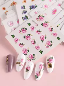 FULL BEAUTY 55张花朵图案美甲水贴纸 DIY美甲饰品 美甲宝石 美甲用品 美甲 - 彩色 - 查看 2