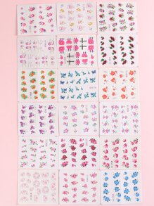 FULL BEAUTY 55张花朵图案美甲水贴纸 DIY美甲饰品 美甲宝石 美甲用品 美甲 - 彩色 - 查看 5