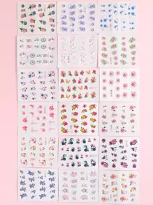 FULL BEAUTY 55张花朵图案美甲水贴纸 DIY美甲饰品 美甲宝石 美甲用品 美甲 - 彩色 - 查看 6