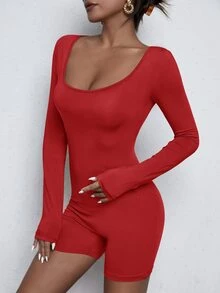 SHEIN Essnce Đơn vị Nữ màu trơn - Đỏ - Xem 3