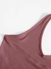 SHEIN Unity Top halter corto tejido de canalé - Rosa vieja - Ver 4