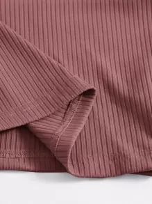 SHEIN Unity Top halter corto tejido de canalé - Rosa vieja - Ver 6