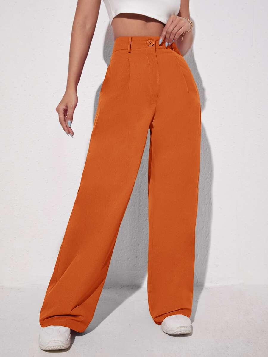 Muchica Pantalones de pierna ancha unicolor - Naranja - Ver 1