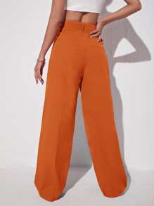 Muchica Pantalones de pierna ancha unicolor - Naranja - Ver 2