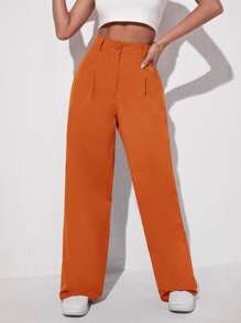 Muchica Pantalones de pierna ancha unicolor - Naranja - Ver 3