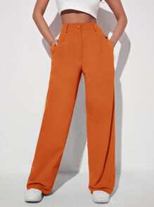 Muchica Pantalones de pierna ancha unicolor - Naranja - Ver 5