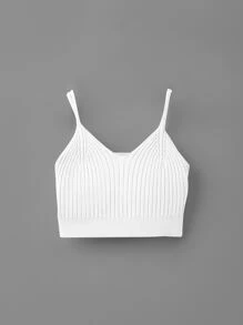 SHEIN Niñas Top tejido de tirantes unicolor - Blanco - Ver 1