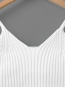 SHEIN Niñas Top tejido de tirantes unicolor - Blanco - Ver 4