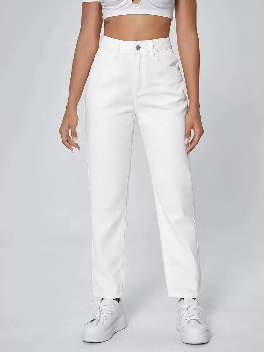 SHEIN Essnce High Waist Straight Leg Jeans