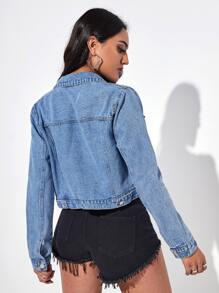 SHEIN Essnce 翻蓋口袋牛仔夾克