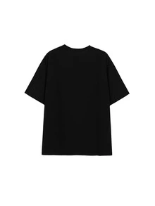 Letter & Bear Pattern Tee - Black - View 2