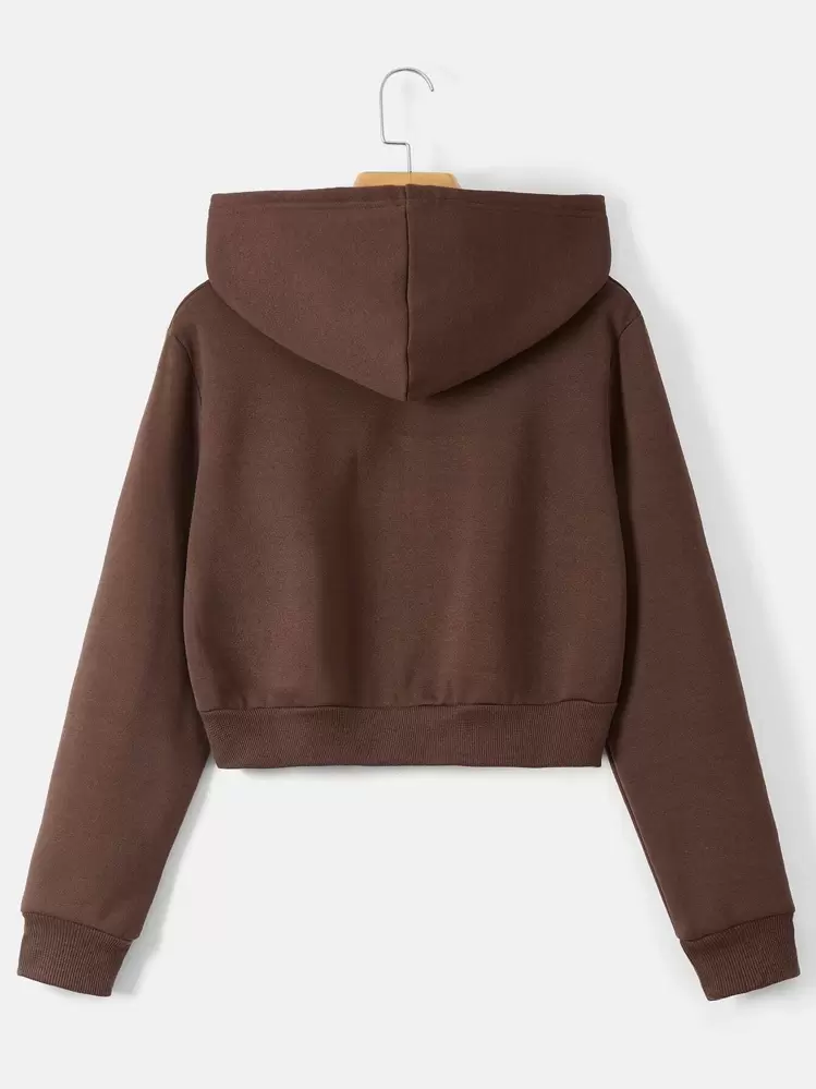 INAWLY Felpa con cappuccio termica con zip e coulisse, top a maniche lunghe adatto per laurea, insegnanti, ritorno a scuola in autunno - Caffè Marrone - Visualizzare 2