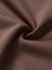 INAWLY 拉链抽绳保暖连帽衫，长袖上衣 - 咖啡棕 - 查看 5