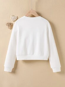 Girls Heart Print Pullover - White - View 2