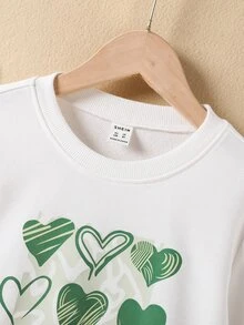 Girls Heart Print Pullover - White - View 3