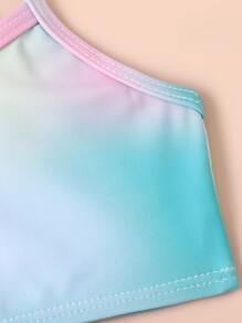 Young Girl 3packs Random Floral Print Bikini Set With Kimono Summer Beach - Multicolor - View 4