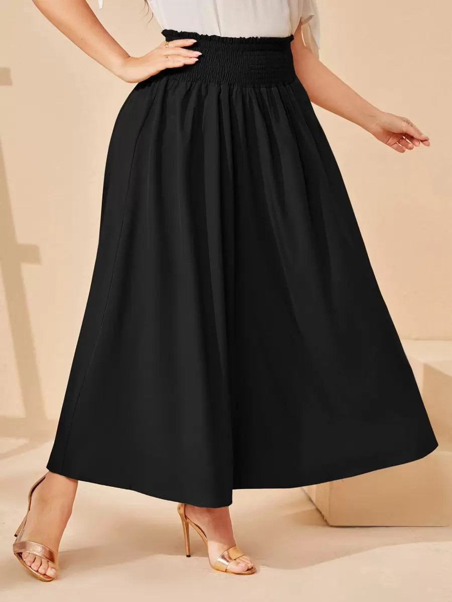 Mulvari Plus Shirred Waist Skirt - Black - View 1