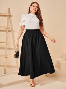 Mulvari Plus Shirred Waist Skirt - Black - View 3